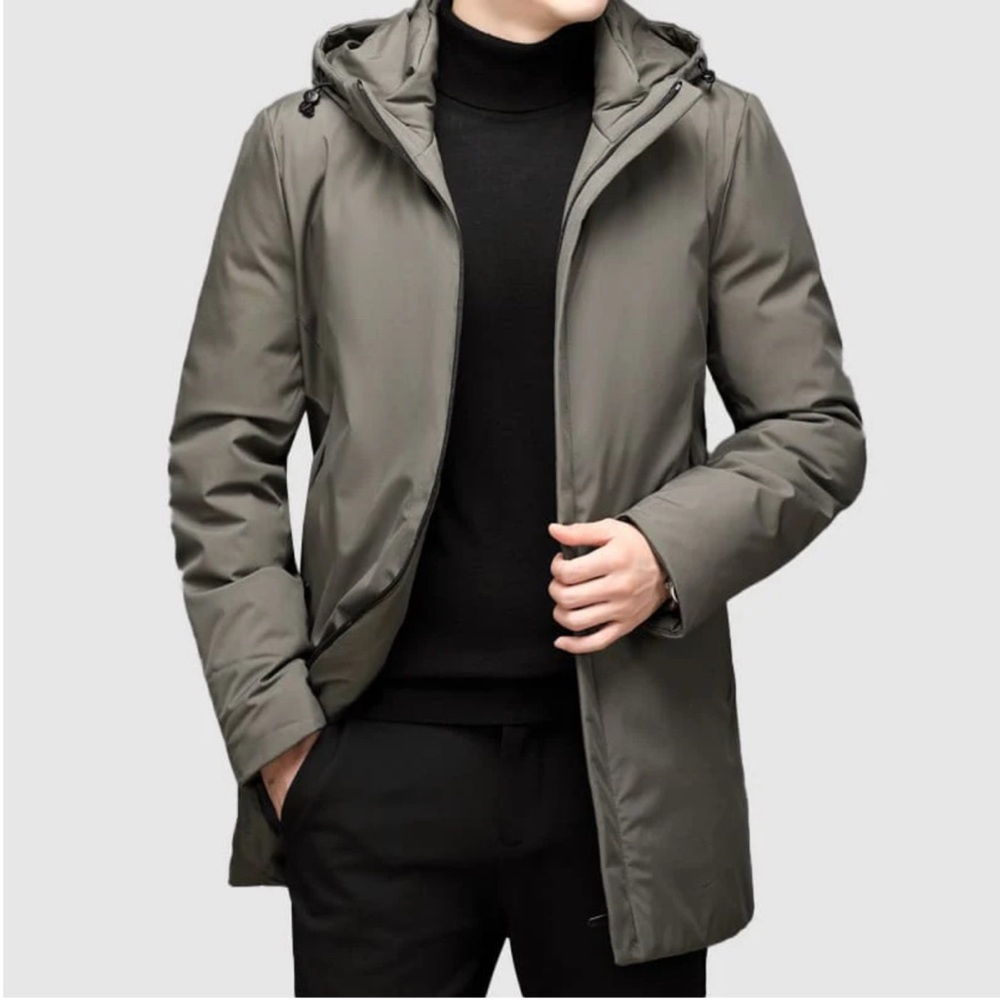 Gray Performance Jacket with Standing Collar and Slim Fit